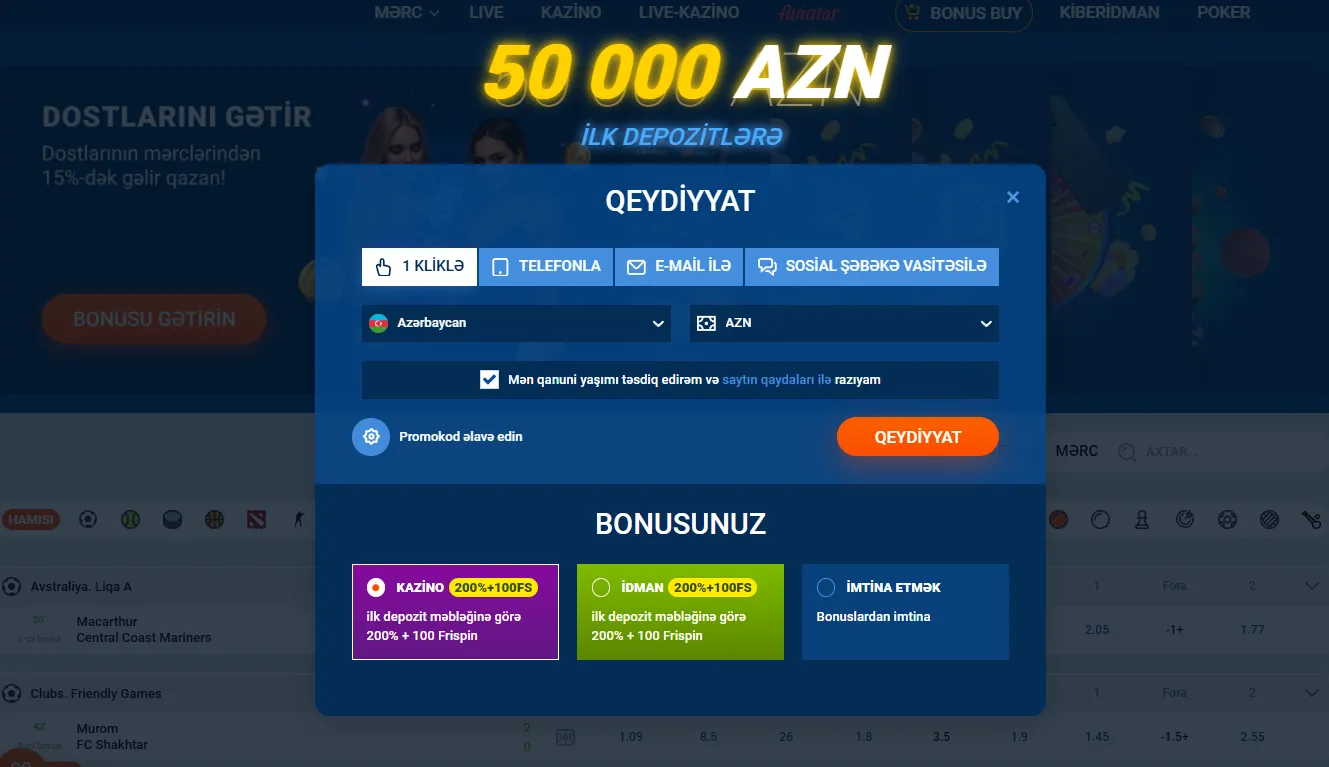 Qeydiyyat və giriş Motsbet AZ